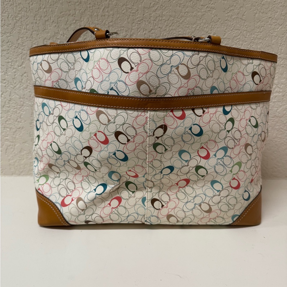Coach Multicolor Signature Tote with Tan Accents - Picture 2 of 4